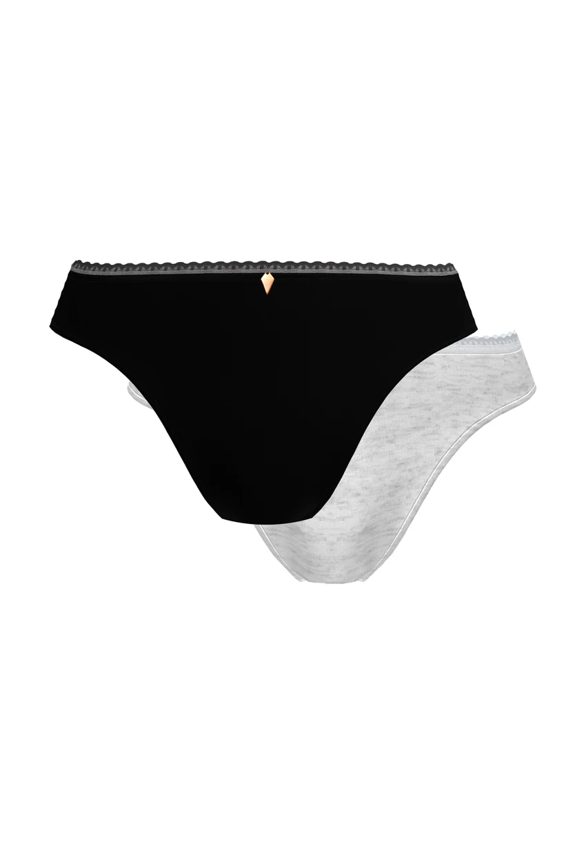 Lot de 2 slips Romie Noir et Gris Chiné Fumé