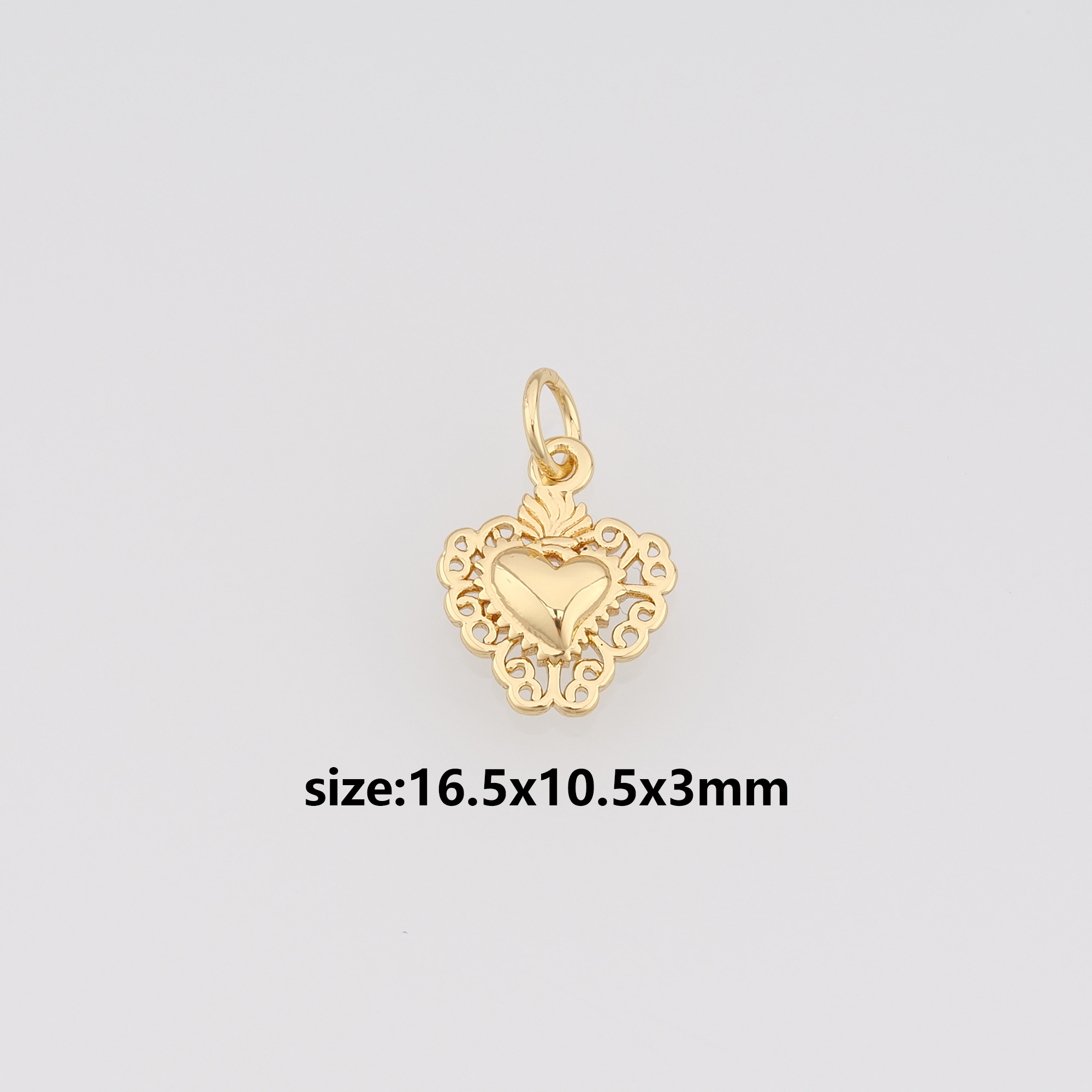 18K Gold Filled Sacred Heart Pendant,Religious Charm Earrings Necklace for DIY Jewelry Making Supply
