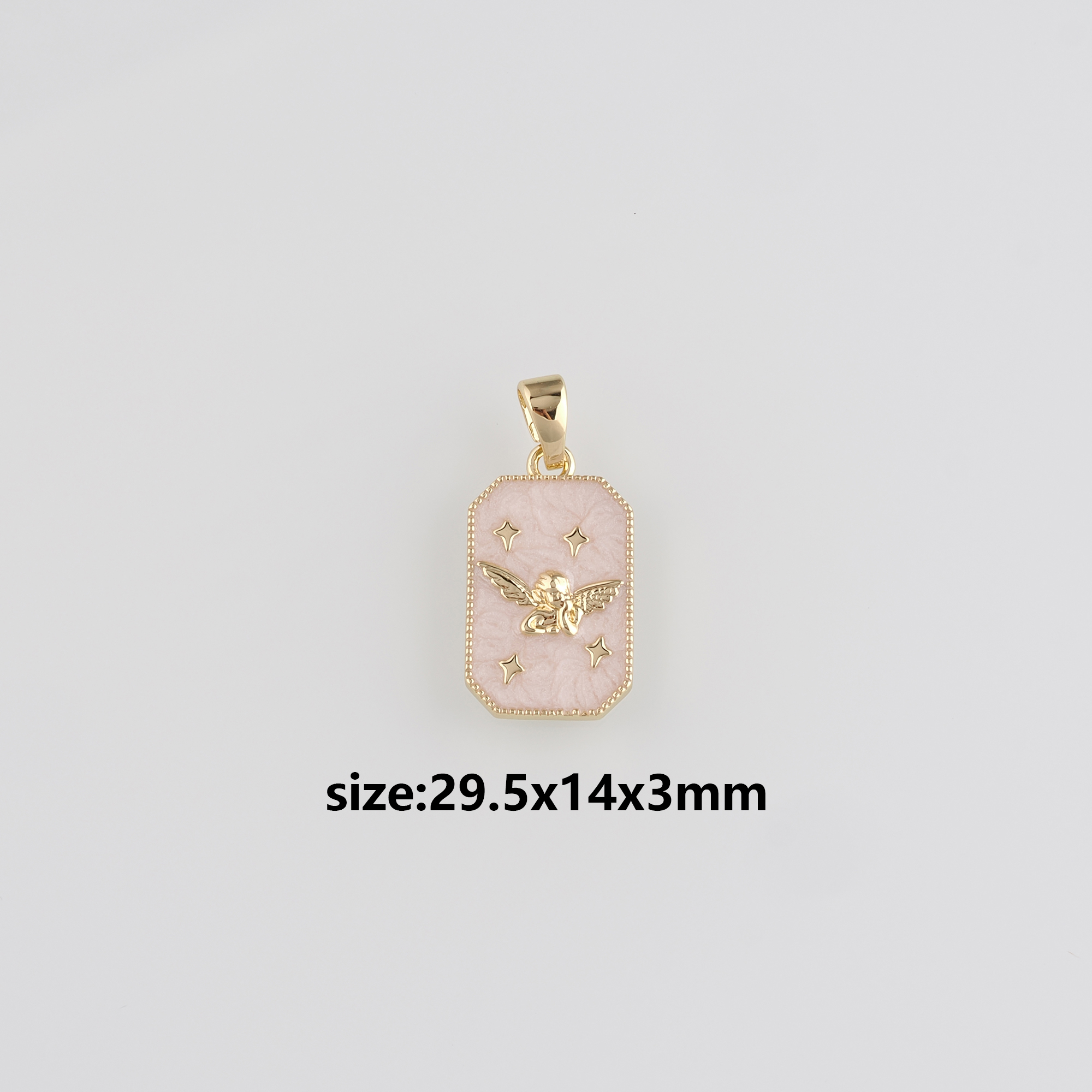 18K Gold Filled Angel Pendant,Enamel Angel Charm Earrings Necklace for DIY Jewelry Making Supply