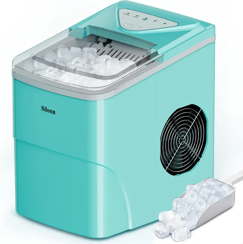 Silonn Countertop Nugget Ice Maker — 33 lbs/Day Soft Chewable Pebble Ice Machine with Auto-Cleaning & Scoop (Black)
