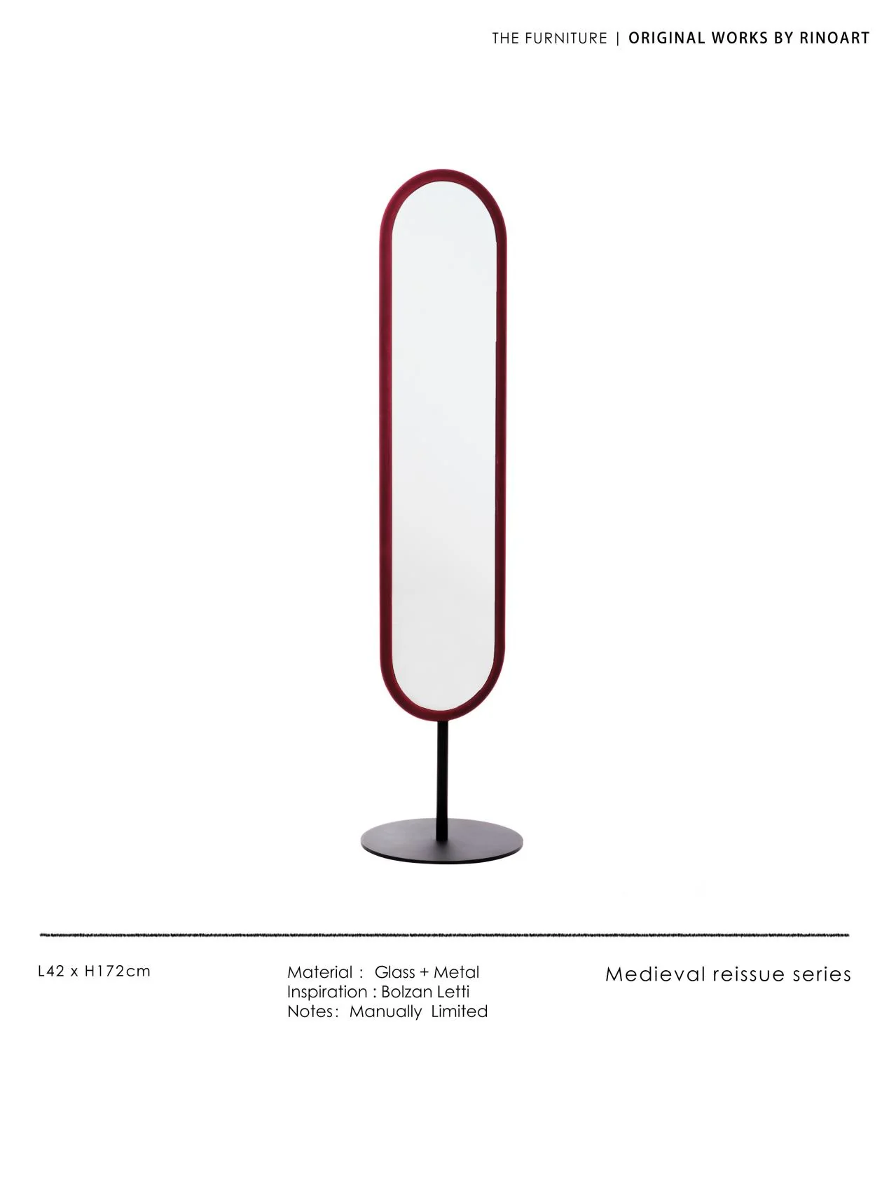 DZ015 - Paris Apartment Vintage Red Velvet Bedroom Dressing Room Entrance Floor Try-On Mirror Corner Full-Length Mirror