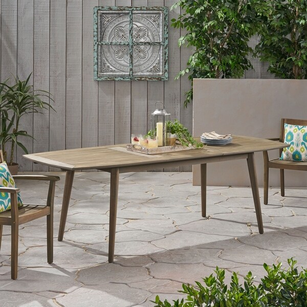 Outdoor Acacia Wood Expandable Dining Table,Assembly Required ,Gray