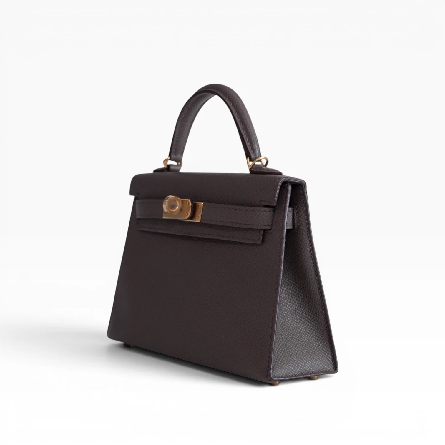 Hermès Mini Kelly II Sellier Etain Epsom Gold Hardware