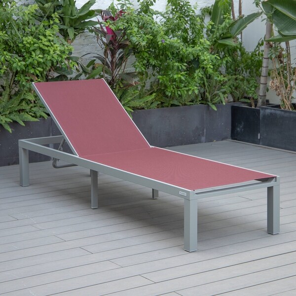 Aluminum Beach Pool Sun Lounge Chair Sling Mesh Fabric Reclining Stackable Lounger Chair