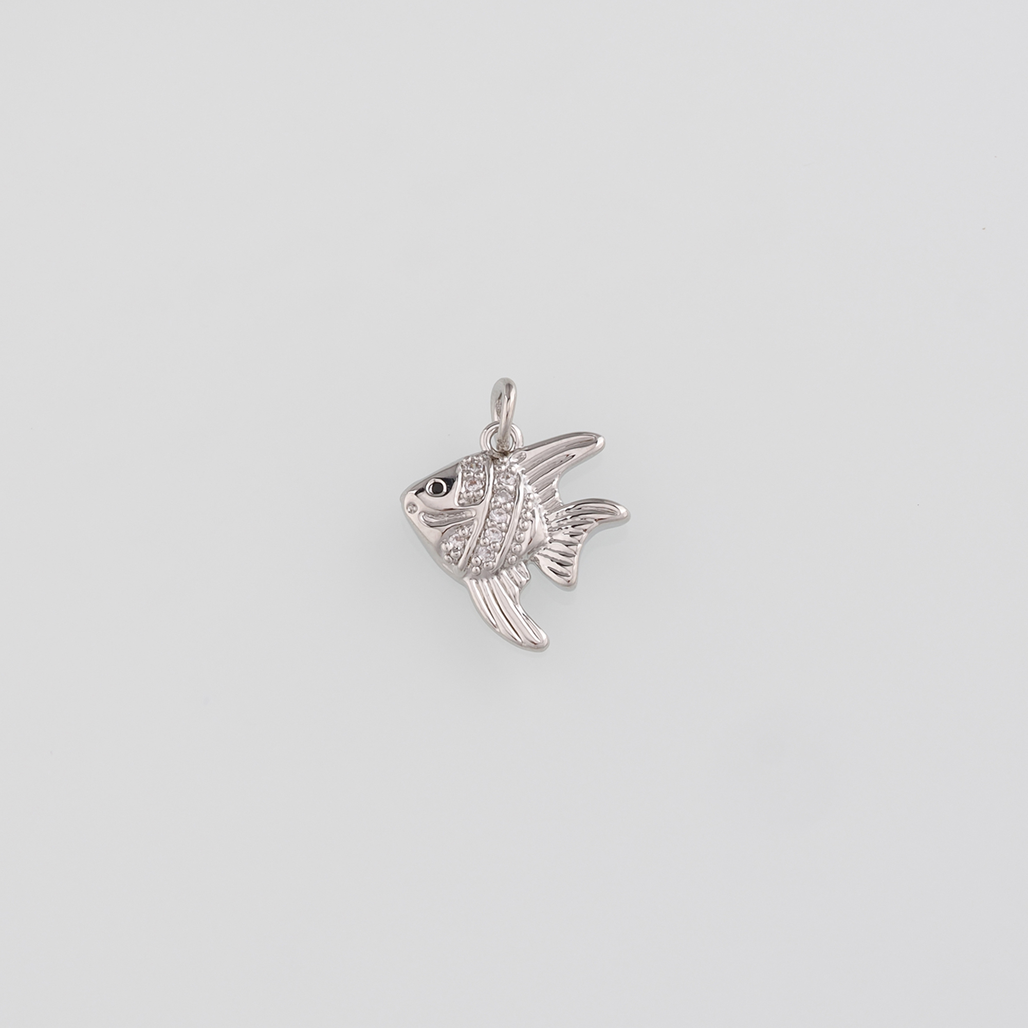 18K Gold Filled Fish Pendant,CZ Micro Pave Ocean Fish Charm Earrings Necklace for DIY Jewelry Making Supply