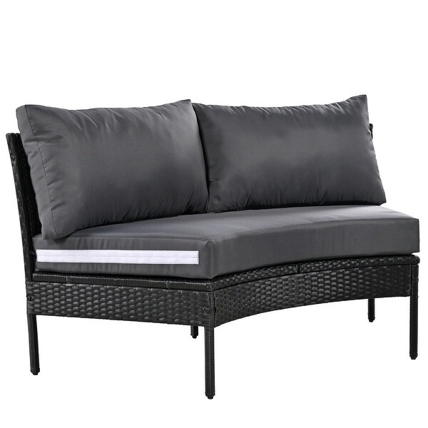 3 Piece Patio Furniture Set,Round Wicker Sectional Sofa with Cushions