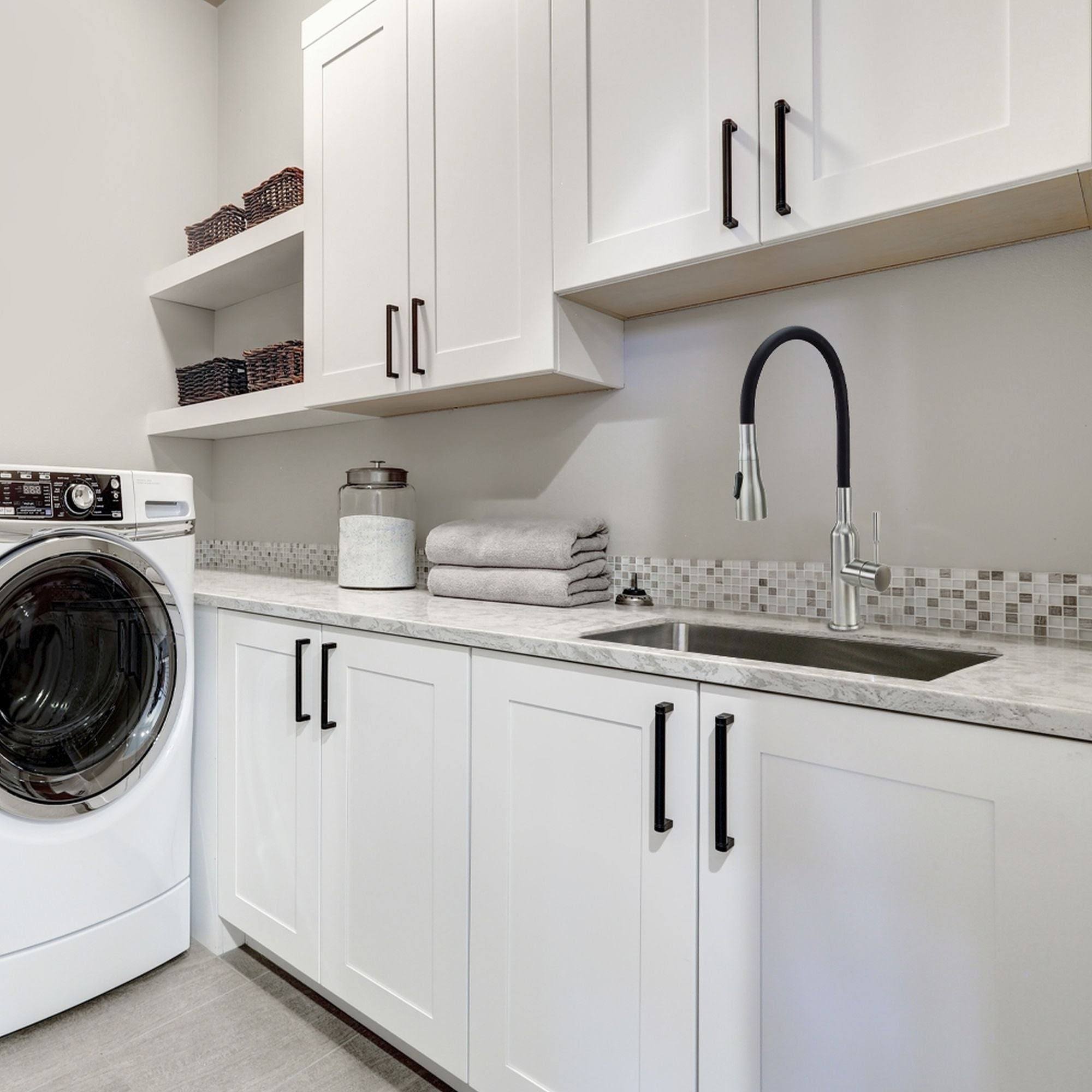 Transolid 25 in. x 22 in. x 12 in. Stainless Steel Drop-In or Undermount Laundry/Utility Sink Kit with Faucet and Accessories, S