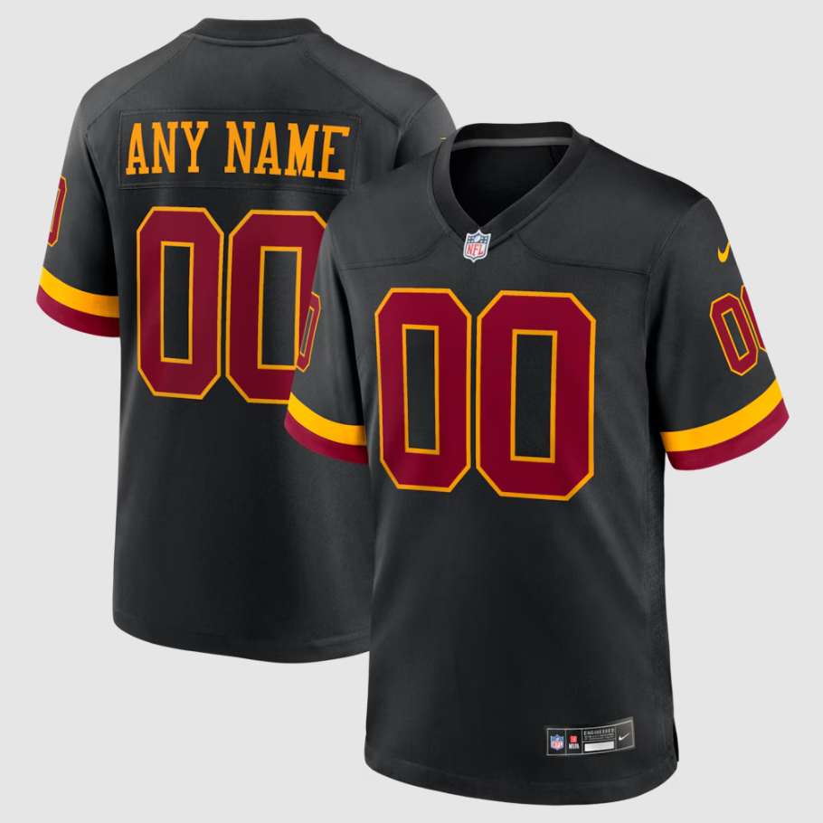 Men's Washington Commanders Black Alternate Custom Game Jersey