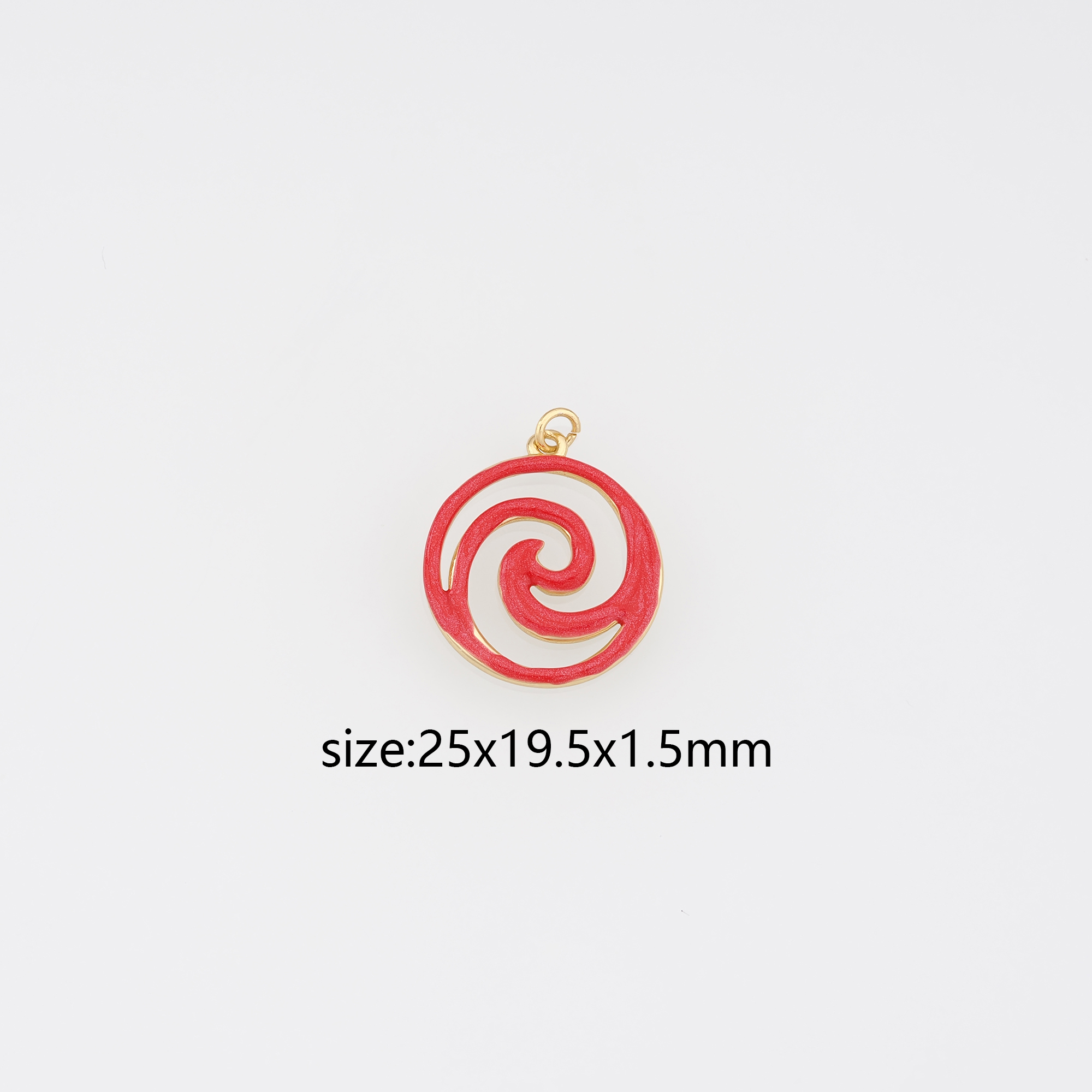 18K Gold Filled Spiral Pendant,Enamel Swirl Spiral Earrings Necklace for DIY Jewelry Making Supply