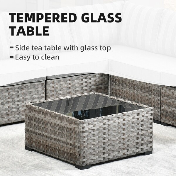 OVIOS Patio Wicker Furniture Wide Arm 6piece Set with Table