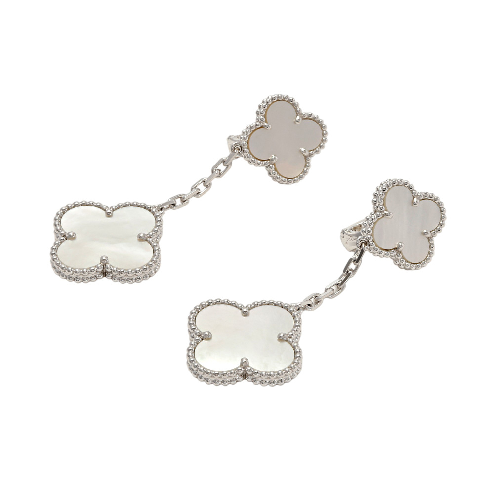 Van Cleef & Arpels Magic Alhambra Semi-custom Product Earrings 18K White Gold Mother of Pearl VCARP3SK00