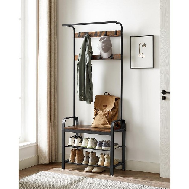 Vasagle 4 in 1 Coat Rack Hall Tree A Hanging Rod For Entryway Entryway Bench With Coat Rack
