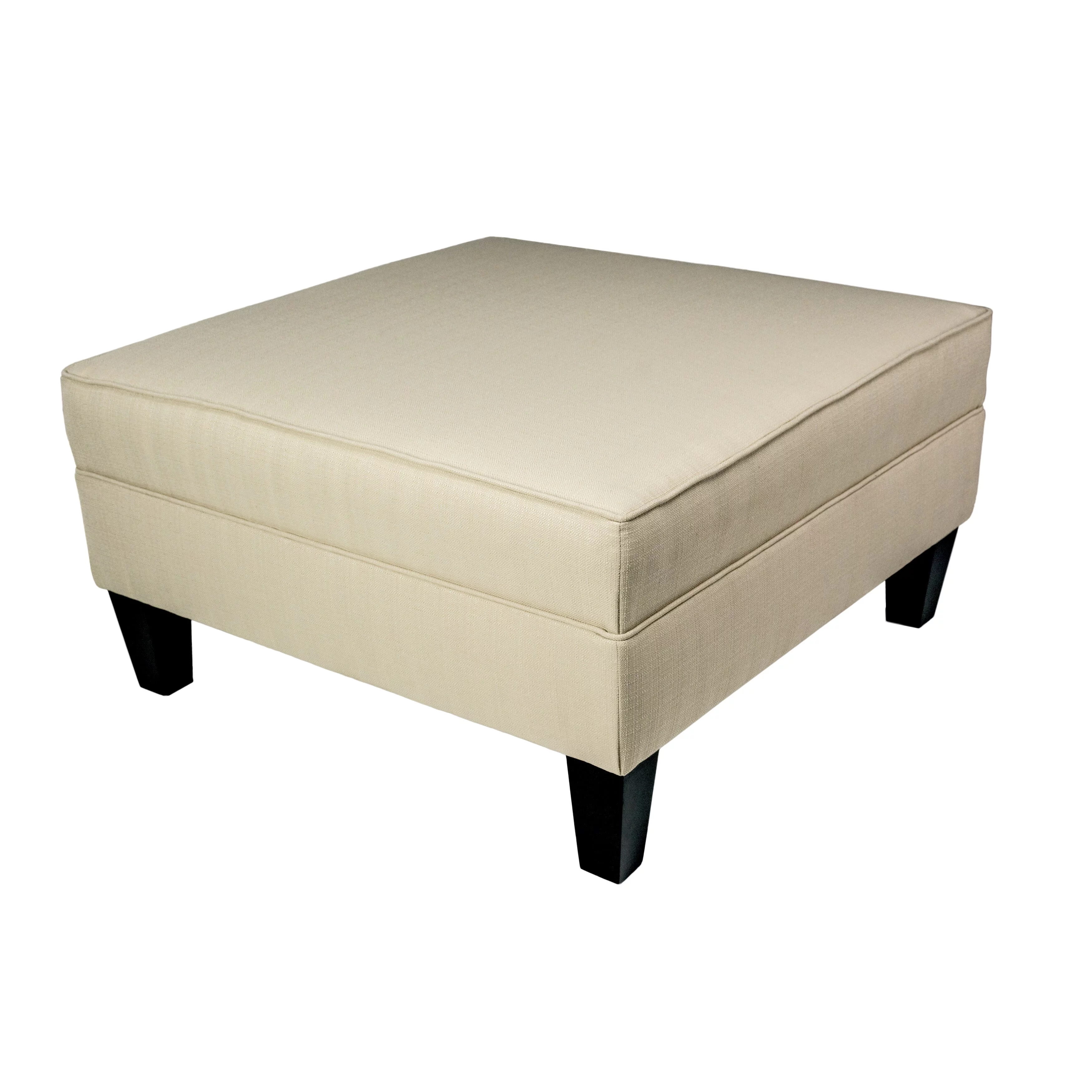 MJL Furniture  Parker Squared Fabric Upholstered Welted Oversized Ottoman Blue