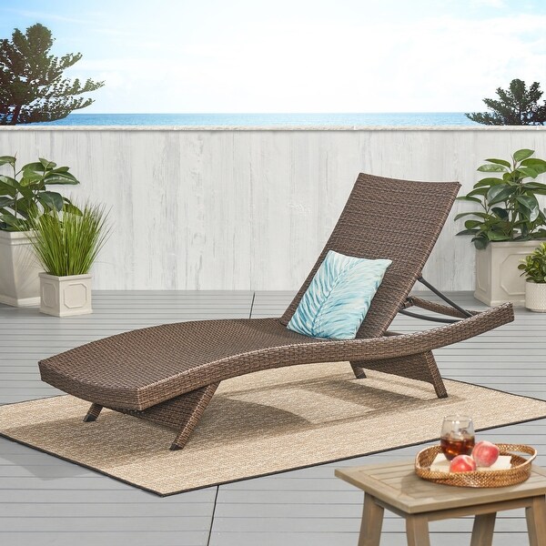 Thira Outdoor Wicker Chaise Lounge Chair by Christopher Knight Home