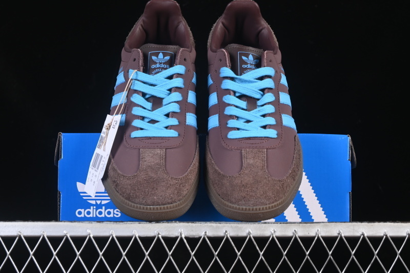 Adidas Samba Og Clover Casual Board Shoes Sky Blue/Wine Red JI2733