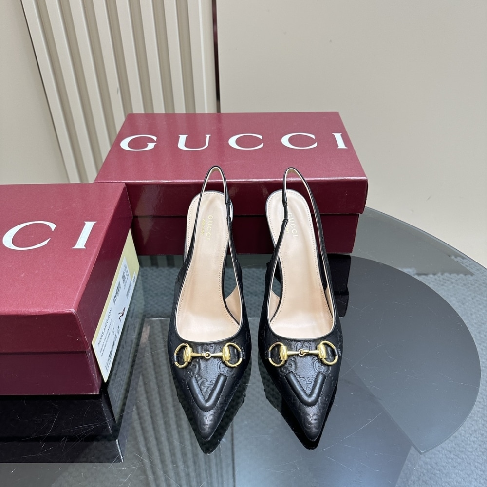 Gucci Women’S Horsebit Pump Gg Leather Black 792065 Aaegj 1000