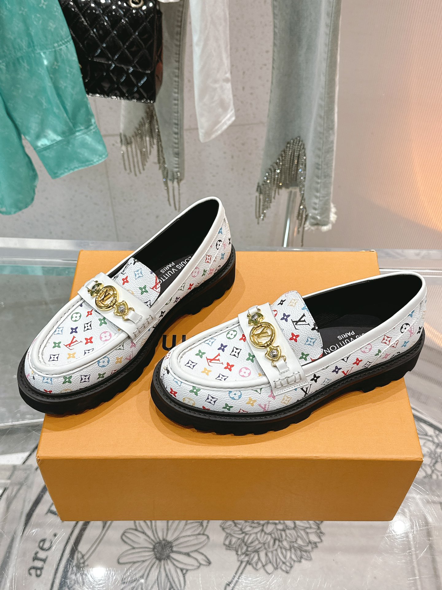 Louis Vuitton LV Monogram Multicolor White Loafers – Women’s Shoes