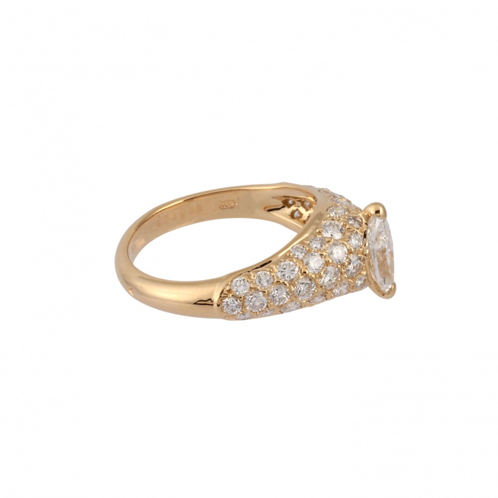 Cartier Simple Mast K18YG Yellow Gold Ring Diamond