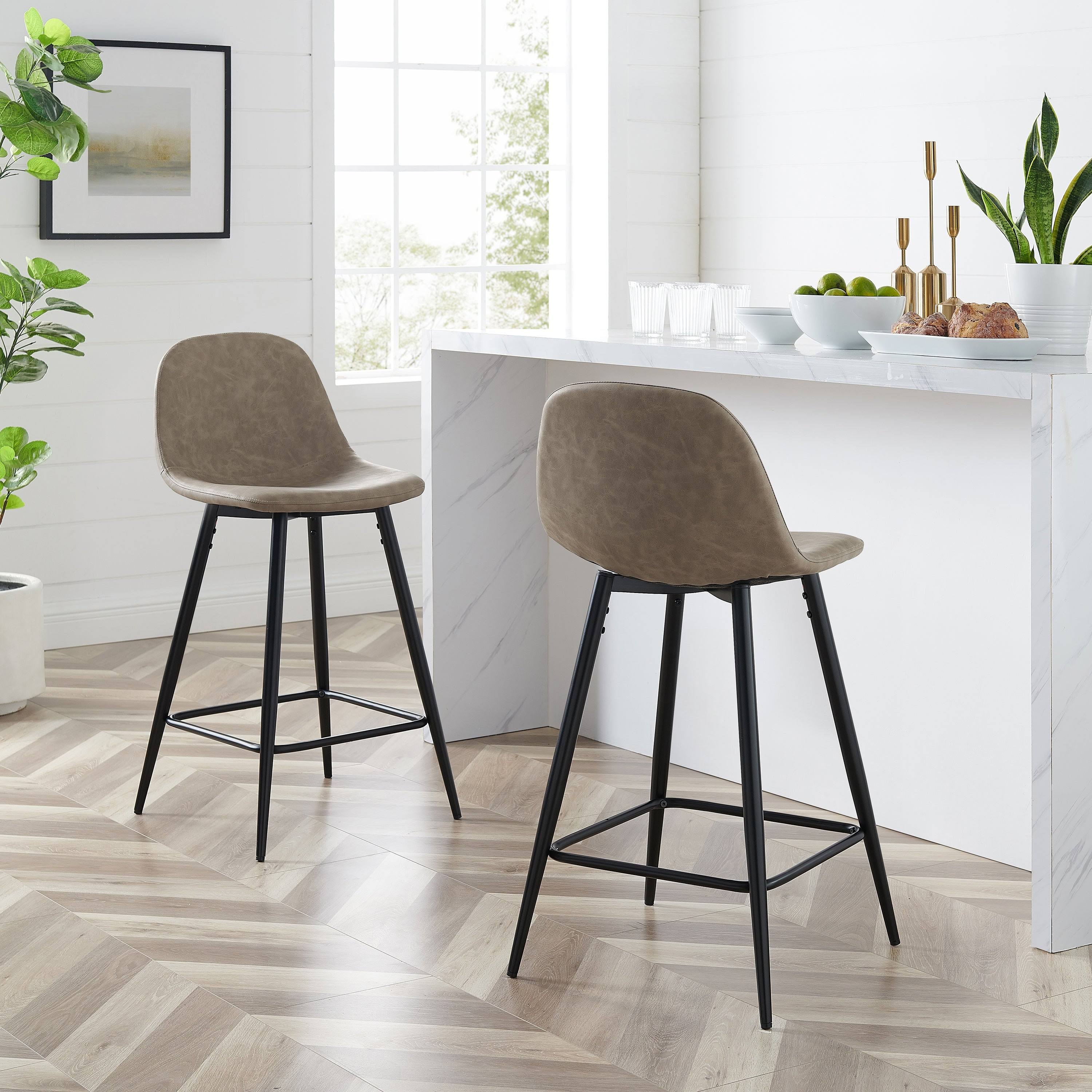 Crosley Furniture Weston Counter Stool, Set of 2 - Distressed Brown
