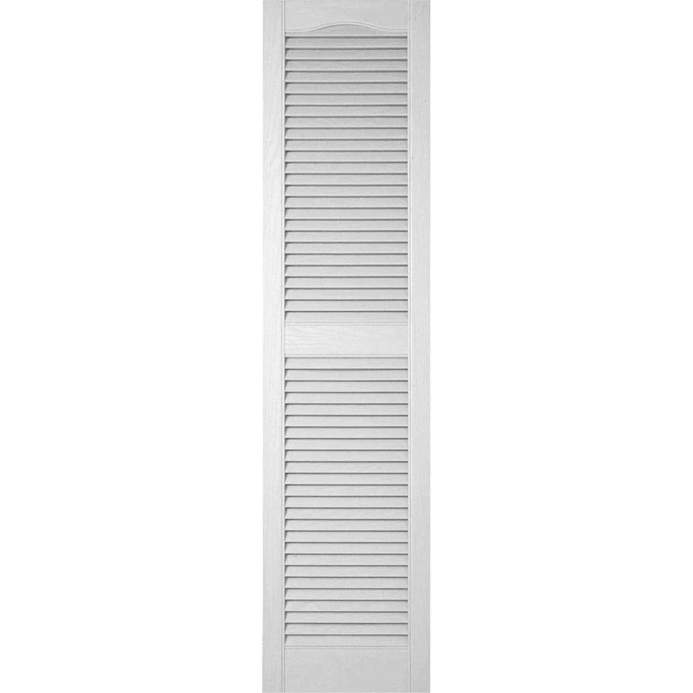 Ekena Millwork LL1S12X07200WH 12x22W x 72x22H Lifetime Vinyl, Standard Cathedral Top Center Mullion, Open Louver Shutters, w/Ins
