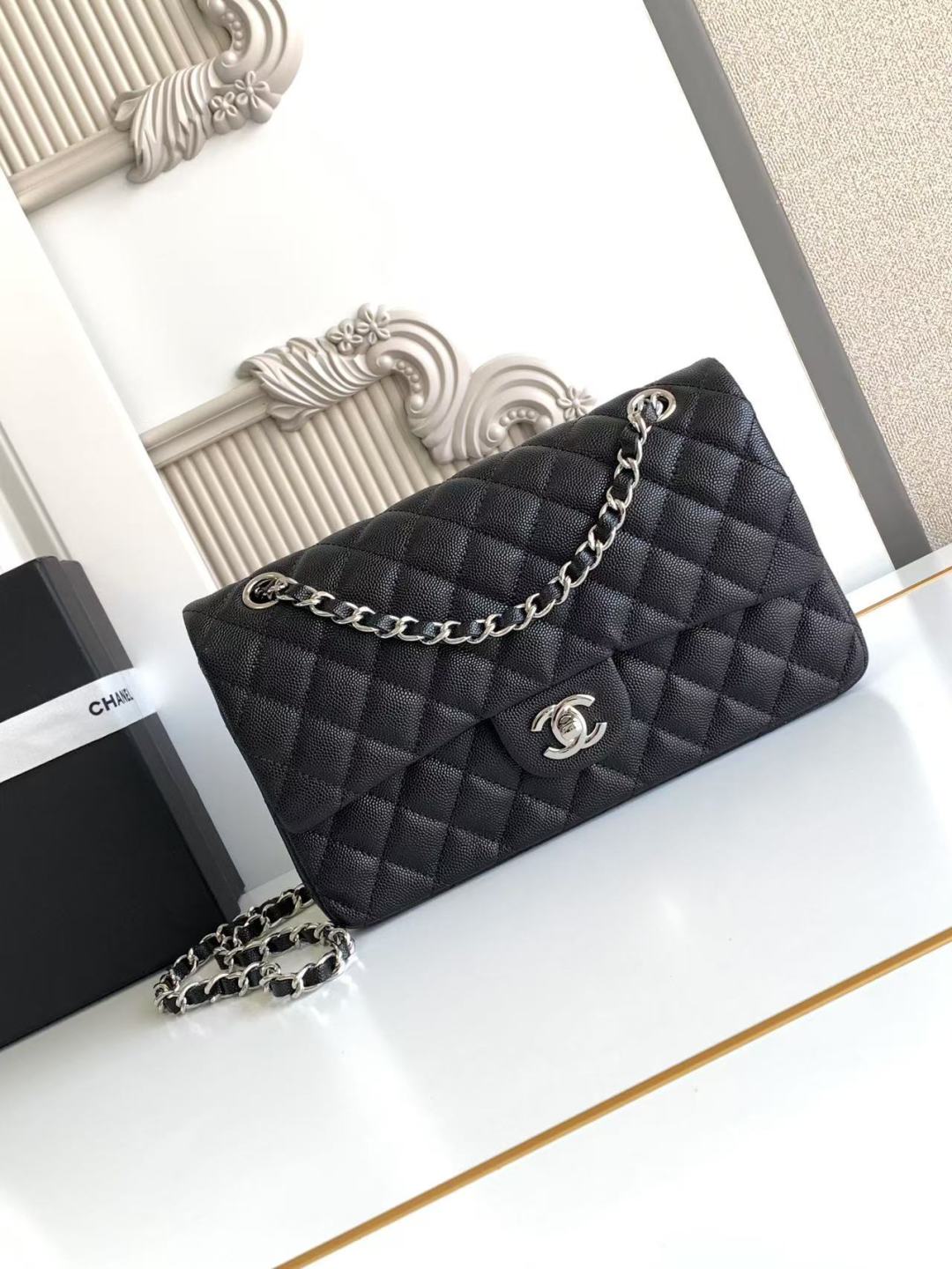 Chanel Classic Flap Bag 25 cm Black – Silver Tone Hardware A01112