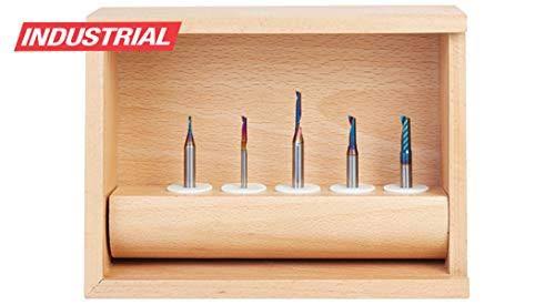 Amana AMS-166-K 5-Pc Spektra Extreme Tool Life Coated Plastic Cutting Solid Carbide Spiral &O& Flute CNC Router Bit Collection