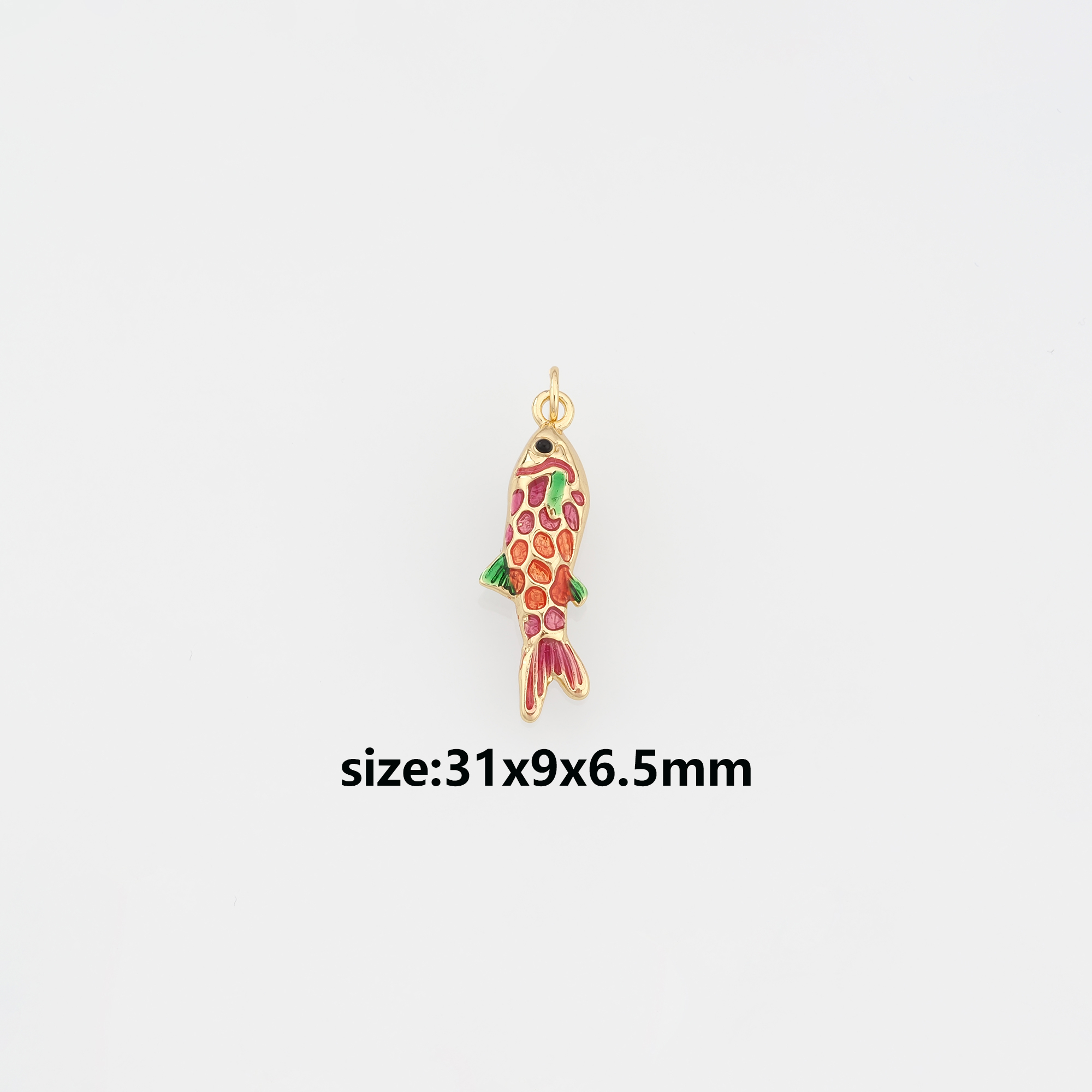 18K Gold Filled Fish Pendant,Enamel Ocean Fish Charm Earrings Necklace for DIY Jewelry Making Supply