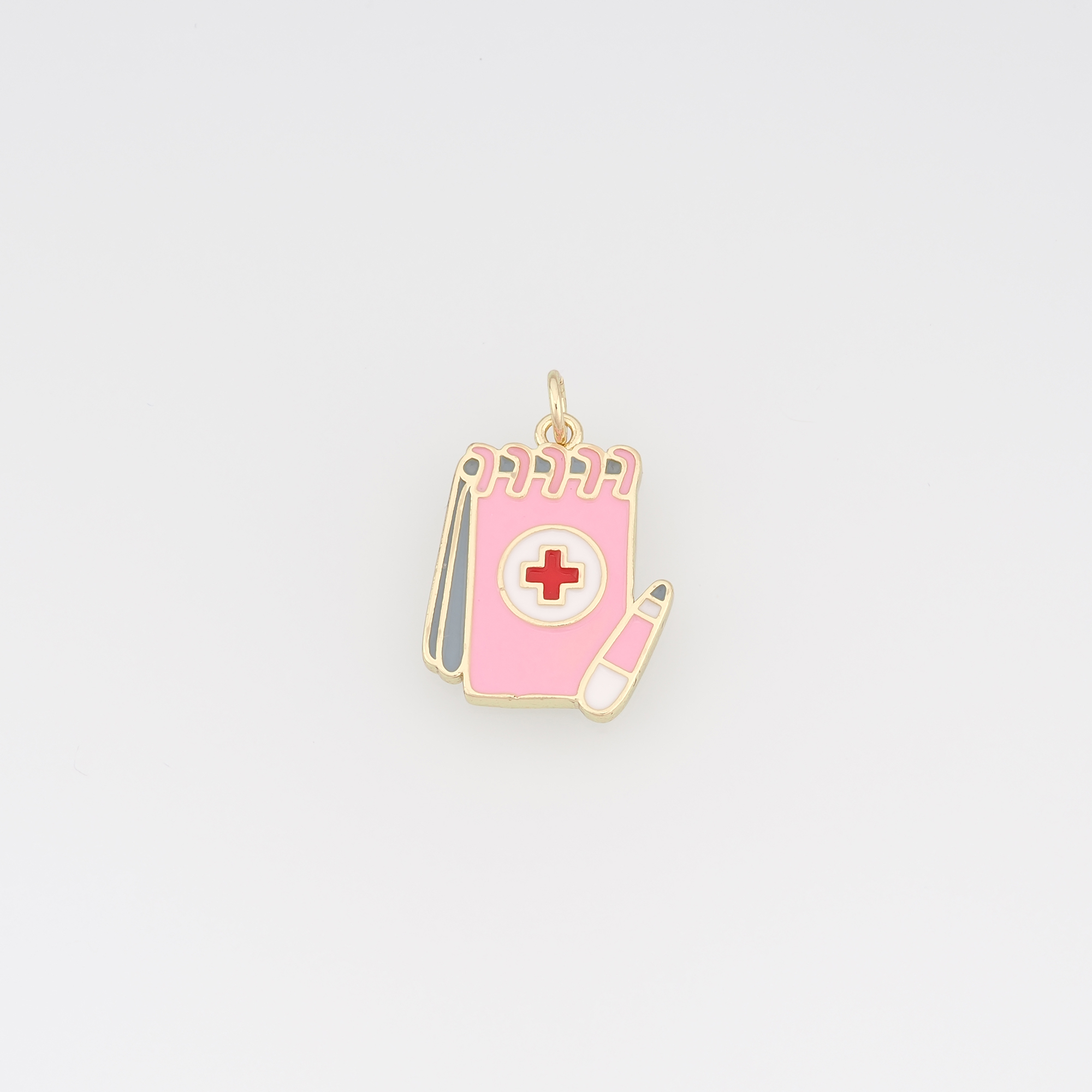 18K Gold Filled Medical Notebook Pendant,Enamel Book Charm Earrings Necklace for DIY Jewelry Making Supply