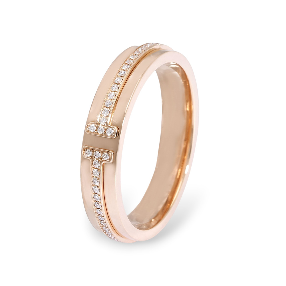 Tiffany & Co. Tiffany T True Ring 18K Rose Gold Diamond
