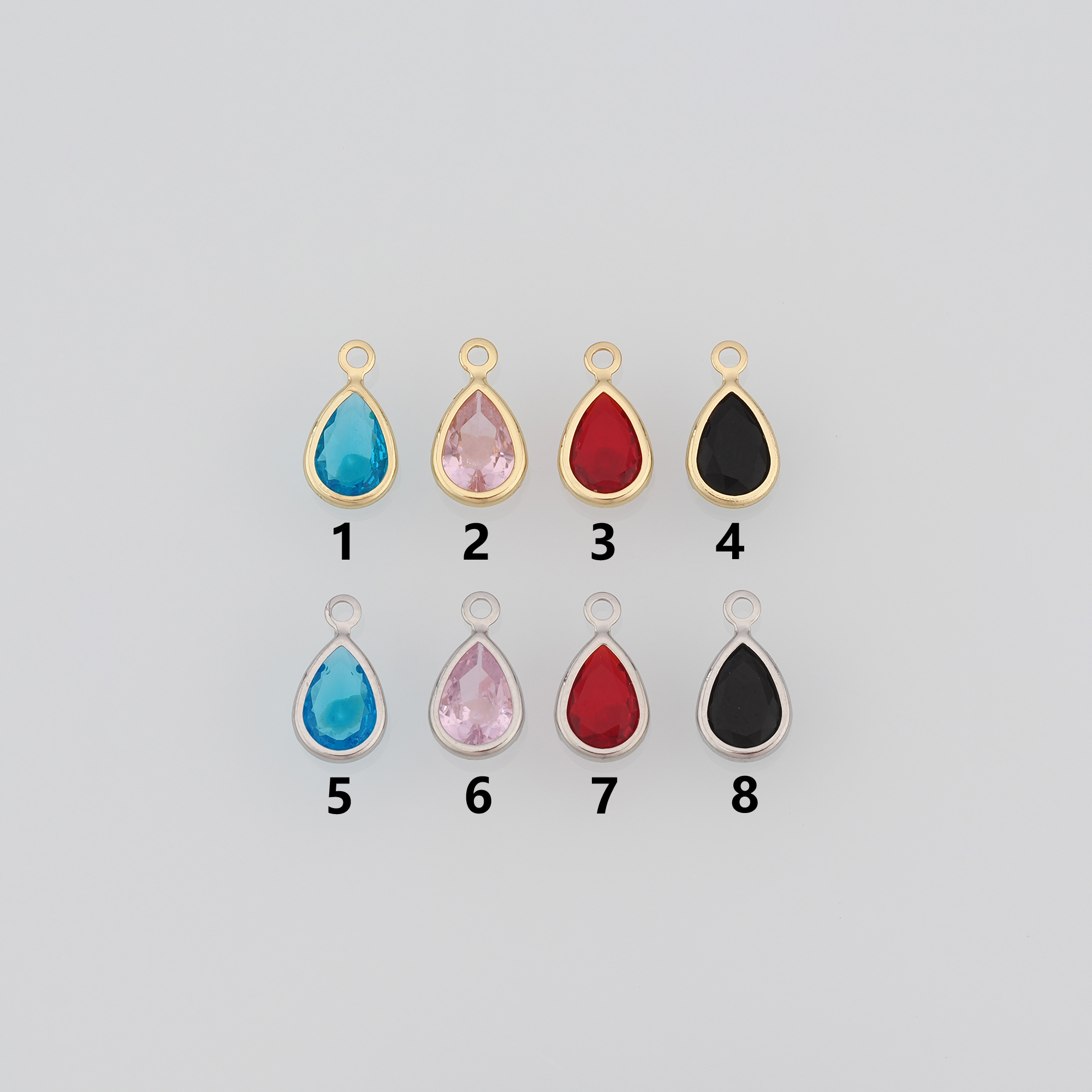 18K Gold Filled Teardrop Pendant,Crystal Teardrop Charm Earrings Necklace for DIY Jewelry Making Supply