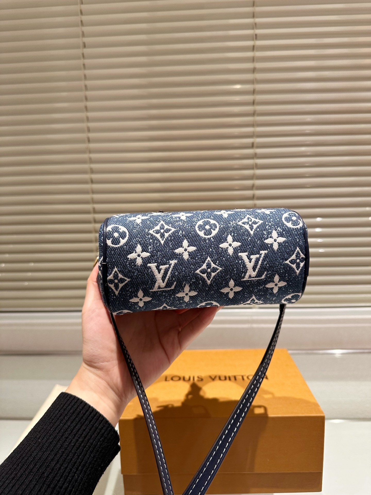 Louis Vuitton Nano Speedy Denim Blue Bag 17Cm M81168