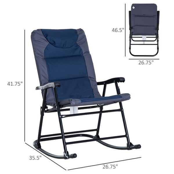 Outsunny Folding Rocking Chair Set with Padded Seat and Back,Pillow