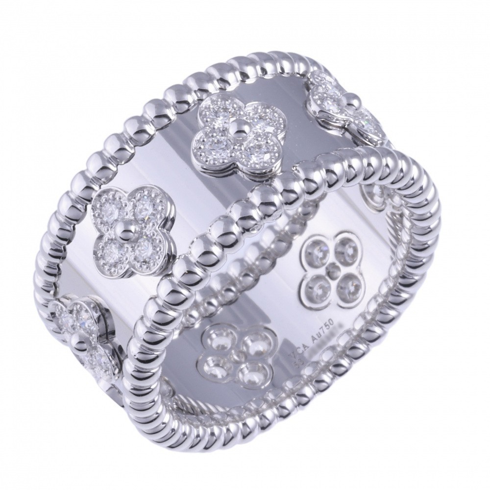 Van Cleef & Arpels Perlée Clovers Ring 18K White Gold Diamond VCARO9LP00