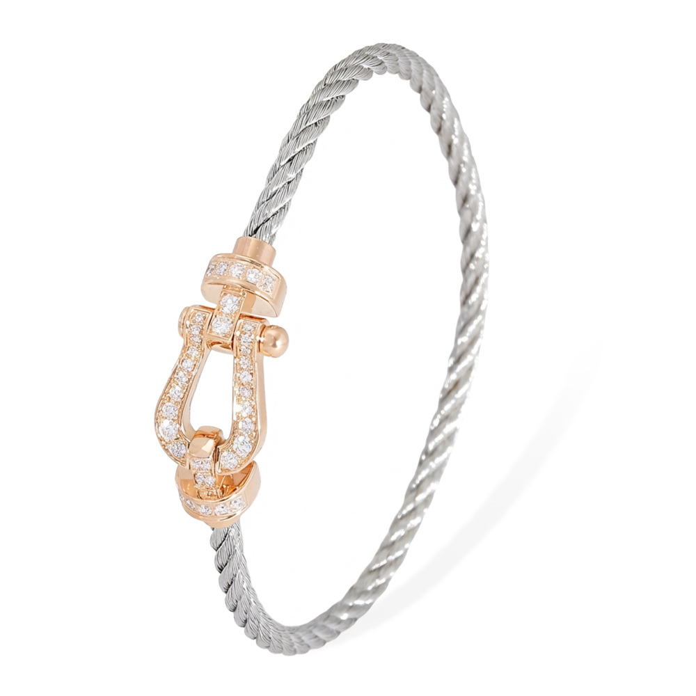 FRED Force 10 Bracelet 18K Rose Gold & Stainless Steel Diamond 0B0074-6B0280