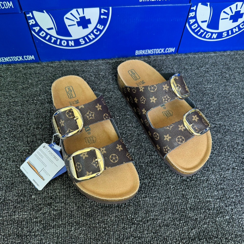Birkenstock Arizona Louis Vuitton Monogram Print Sandals