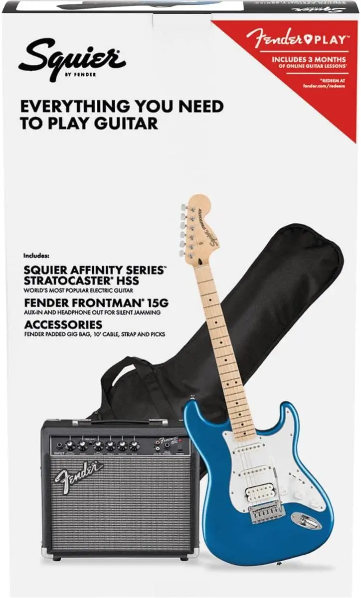 Squier by Fender Affinity Series Stratocaster HSS Bundle – Complete Beginner Guitar Kit