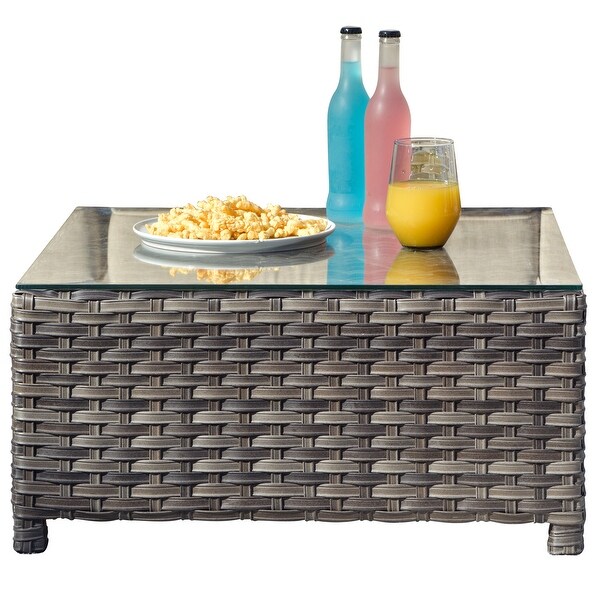 OVIOS Patio Furniture Deep Seat Wicker 9piece Set