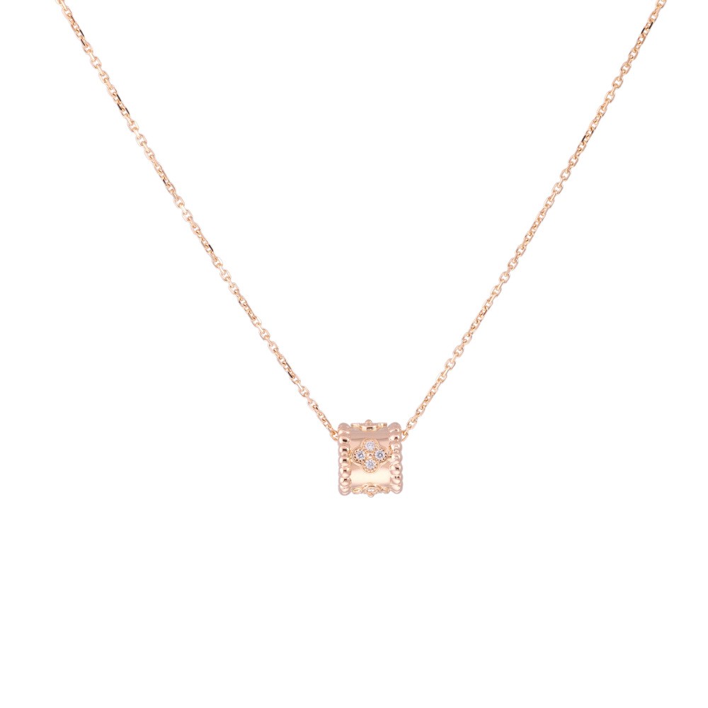 Van Cleef & Arpels Perlée Clovers Necklace 18K Rose Gold Diamond