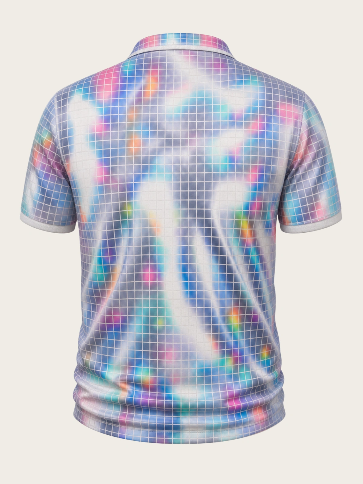 Moisture-Wicking Disco Mirror Print Short Sleeve Golf Polo Shirt