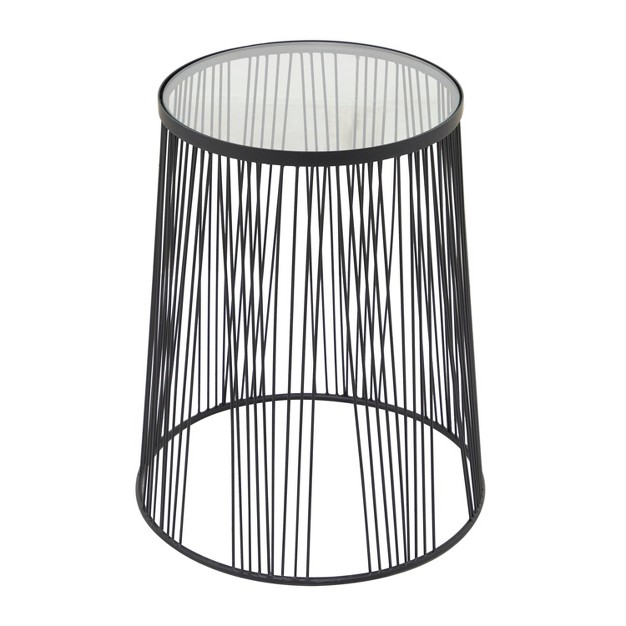Contemporary Metal Accent Table Light Black Olivia amp May