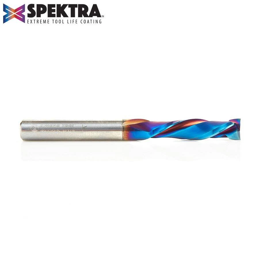 Amana Tool 46350-K CNC SC Spektra Extreme Tool Life Coated Mortise Compression Spiral 1/4 D x 1 CH 1/4 SHK 2-1/2 inch Long 2
