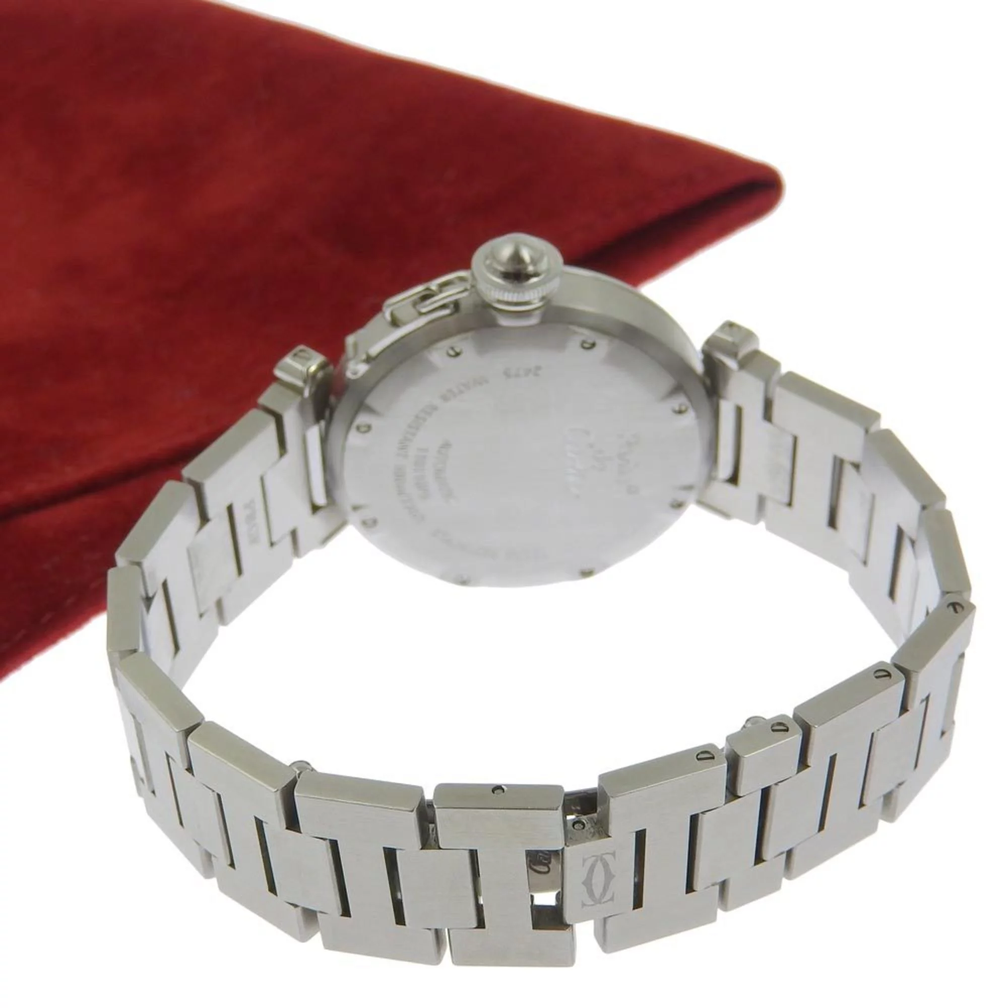 Pre-Owned CARTIER Cartier Pasha C Watch Big Date W31047M7 Stainless Steel Automatic Men's Navy Dial (Fair)