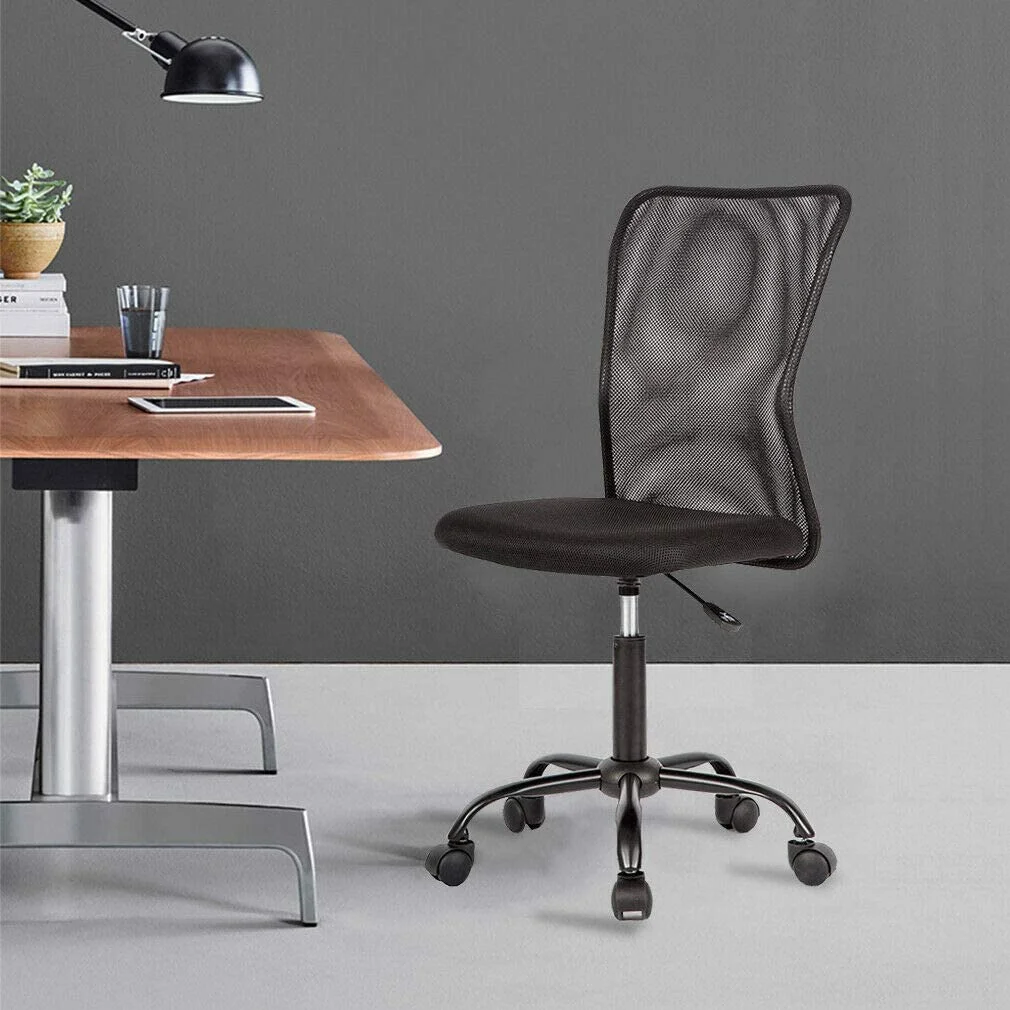 TJUNBOLIFE Black Mesh Office Chair Computer Middle Back Task Swivel Seat ErgonomicChair