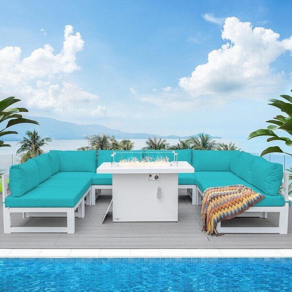 Nicesoul White Aluminum Modern Patio Furniture Sectional Sofa Set with Cushion