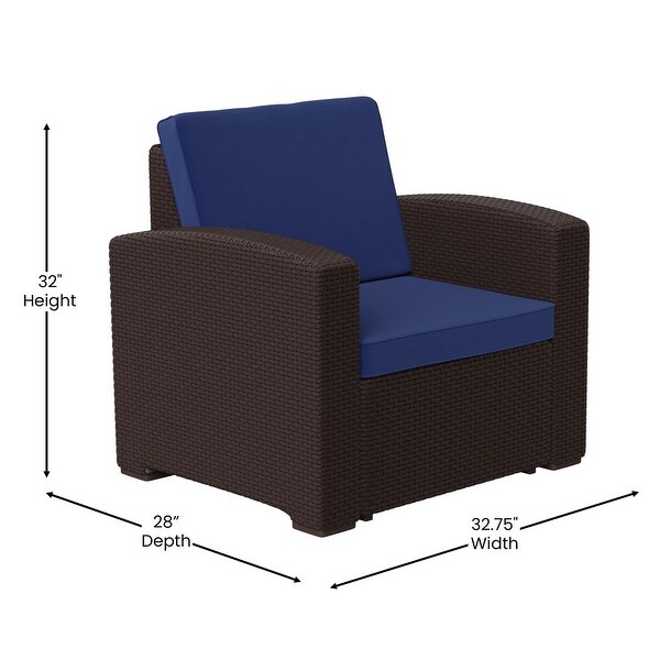 Faux Rattan Chair with AllWeather Cushion