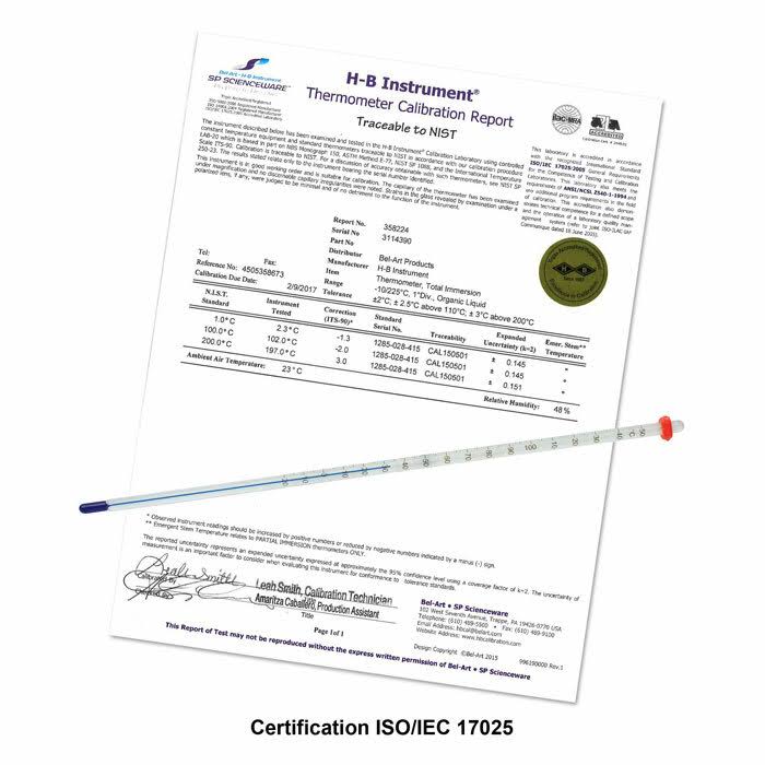 Bel-Art Products, 60205-0100, DURAC Plus Calibrated Thermometer