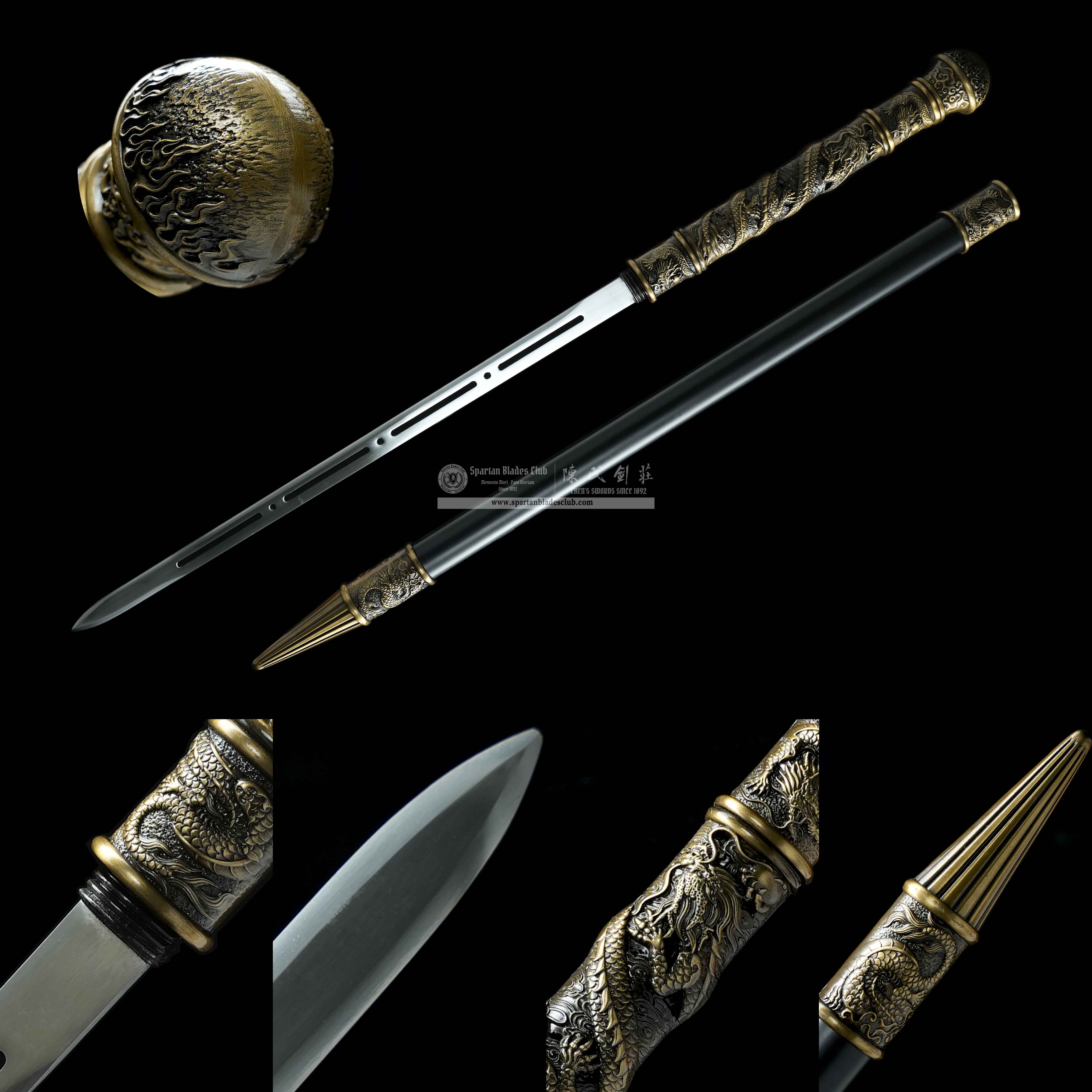 JQ02 | Panloong Zhang | Cane Sword | Spring Steel | Gold&Black | Loong(Chinese Dragon) | Battle-Ready | Full-tang | Spartan Blades Club | CHEN'S SWORDS 1892 - Spartan Blades Club - 陳氏劍莊1892