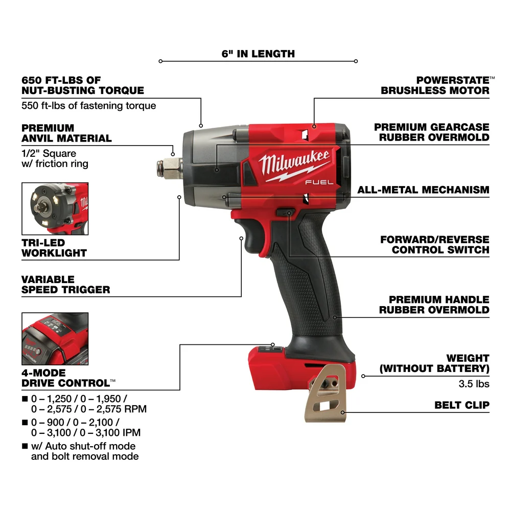 2026 Milwaukee 3697-27 M18 FUEL 18V 7 Tool Cordless Lithium-Ion Combo Kit