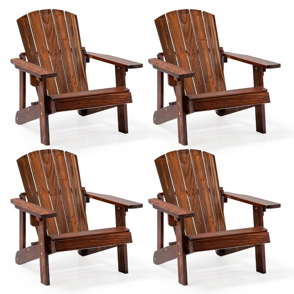 Costway Kid's Adirondack Chair Patio Wood High Backrest Arm Rest 110
