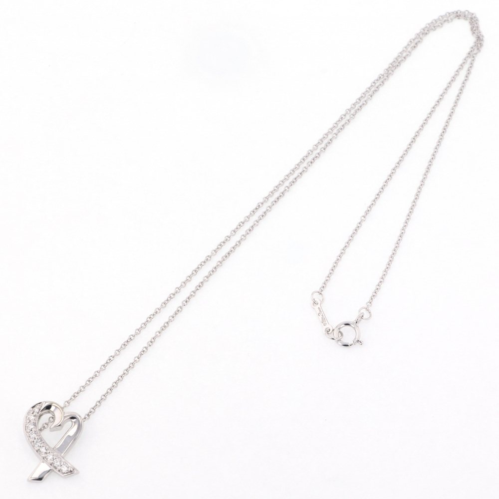 Tiffany & Co. Paloma Picasso Loving Heart Necklace 18K White Gold Diamond